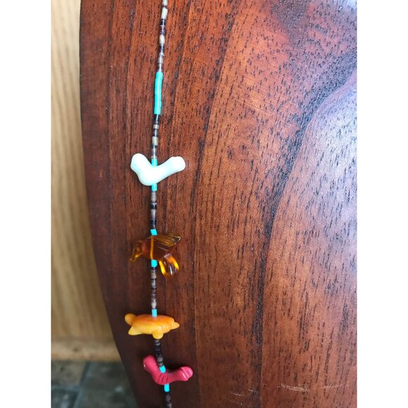 Vtg Zuni Fetish Necklace Native American Hand Carved Turquoise Thunderbird - Picture 8 of 10